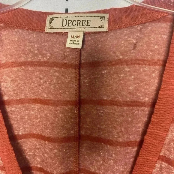 Decree Red Striped Dolman Boho Lightweight Cardigan Top - Picture 5 of 7